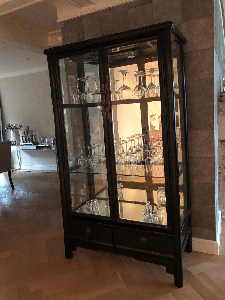 Zwarte houten Chinese buffetkast, Huis en Inrichting, Kasten | Buffetkasten, Gebruikt, 150 tot 200 cm, 100 tot 150 cm, 50 tot 75 cm