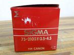 A2055. Sigma voor Canon 75-210mm F3.5-4.5 voor Canon met doo, Audio, Tv en Foto, Fotocamera's Analoog, Spiegelreflex, Canon, Gebruikt