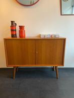Vintage compact dressoir/tv-meubel/platenkast van teakfineer, Ophalen, Gebruikt, 25 tot 50 cm, Minder dan 100 cm