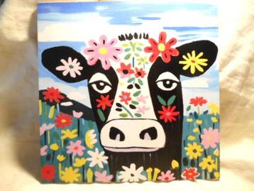 Leuk naïef schilderijtje van een KOE beschikbaar voor biedingen