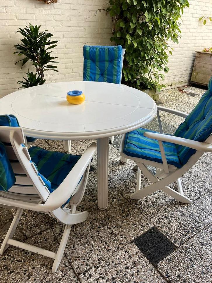Tuinset Triconfort, kunststof, wit, Tuin en Terras, Tuinsets en Loungesets, Gebruikt, Kunststof, Ophalen