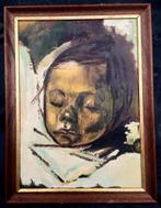 Slapende baby, ~1960 , olieverf op doek, Antiek en Kunst, Kunst | Schilderijen | Klassiek, Ophalen of Verzenden
