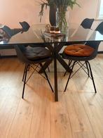 Eettafel kristal Glas, Huis en Inrichting, Ophalen, 50 tot 100 cm, Zo goed als nieuw, Vijf personen of meer