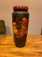 Antieke 1910-1930 pyrografie pookwerk houten vaas, Ophalen
