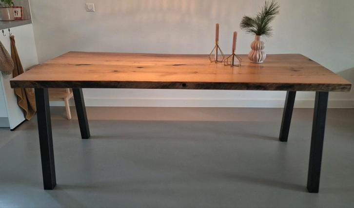 Oud eiken eettafel, Huis en Inrichting, Tafels | Eettafels, Gebruikt, 50 tot 100 cm, 150 tot 200 cm, Vijf personen of meer, Rechthoekig
