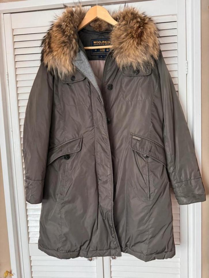 Woolrich Jas XL met bontkraag, Kleding | Dames, Jassen | Winter, Zo goed als nieuw, Maat 46/48 (XL) of groter, Grijs, Ophalen of Verzenden