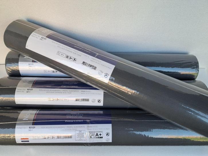 4 rollen grijs LINNENLOOK BEHANG - Noordwand 52121, Huis en Inrichting, Stoffering | Behang, Grijs, minder dan 10 m², Ophalen of Verzenden