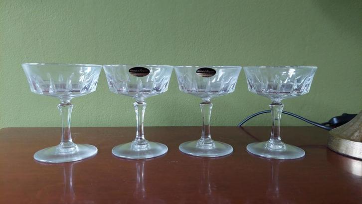 Nieuw Cristal kristal vintage coupe glas glazen, Antiek en Kunst, Antiek | Glas en Kristal, Ophalen of Verzenden