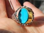 Vanoli Dubbele 925 zilveren ring onyx turquoise maat 21, Vanoli, Overige kleuren, 19 tot 20, Amsterdam
