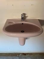 Roze / Lila Sphinx wastafel 60x50 cm | Retro | Met planchet, Ophalen, Gebruikt, 50 tot 100 cm, Minder dan 100 cm
