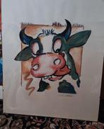 Alfred Gockel zeefdruk, koe in de wei met lieveheersbeestje, Antiek en Kunst, Ophalen