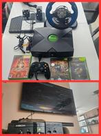 Originele Xbox + Stuurwiel + 4 Games - Retro Gaming!, Ophalen of Verzenden, Gebruikt, Met 1 controller, Met games