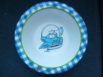 Bordje + Schaaltje met Smurfen afbeelding beschikbaar voor biedingen