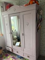 Vintage kledingkast met spiegel biedermeier oud roze, Ophalen, Gebruikt, 100 tot 150 cm, Met lade(s)