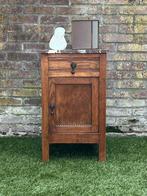 Nachtkastje bijzettafel hout bruin marmer vintage antiek, Ophalen, Gebruikt, Minder dan 45 cm, 70 cm of meer