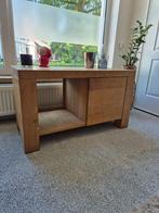 Stoer oud vintage eiken dressoir tvkast, Ophalen, 100 tot 150 cm, Eikenhout, 50 tot 75 cm