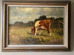 Fedor van Kregten roodbonte koe, Antiek en Kunst, Kunst | Schilderijen | Klassiek, Ophalen of Verzenden