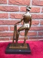 mannelijk naakt, stoere bouwvakker, brons en marmer, Ophalen of Verzenden