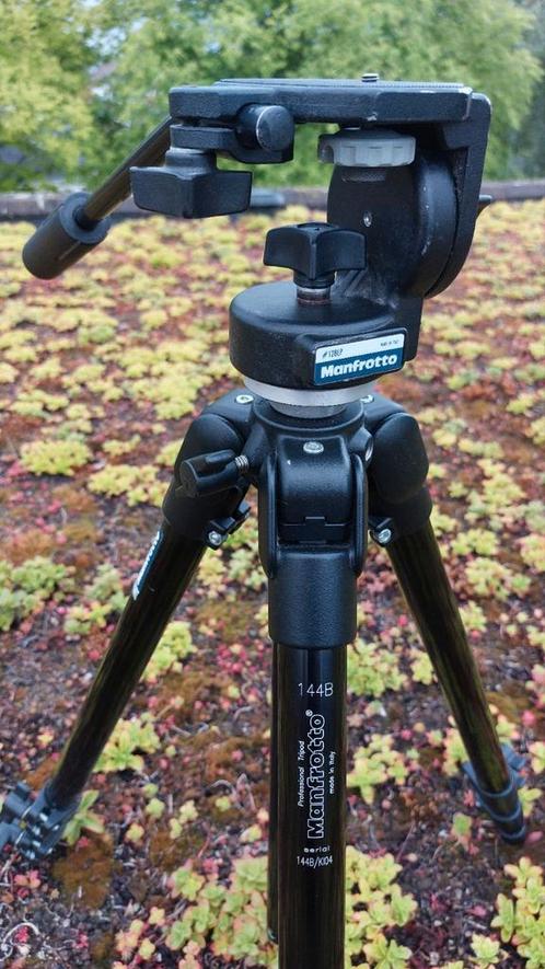 Manfrotto 144B Statief + 128LP Statiefkop + Doos, Audio, Tv en Foto, Fotografie | Statieven en Balhoofden, Driepoot, Ophalen of Verzenden