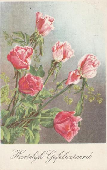 BLOEM BLOEMEN roos rozen uit 1949 ZEER MOOIE OUDE KAART KH93 beschikbaar voor biedingen