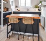 Ikea VADHOLMA kookeiland + 2 HKliving barkrukken, Huis en Inrichting, Ophalen, 100 tot 150 cm, 75 cm of meer, Zwart