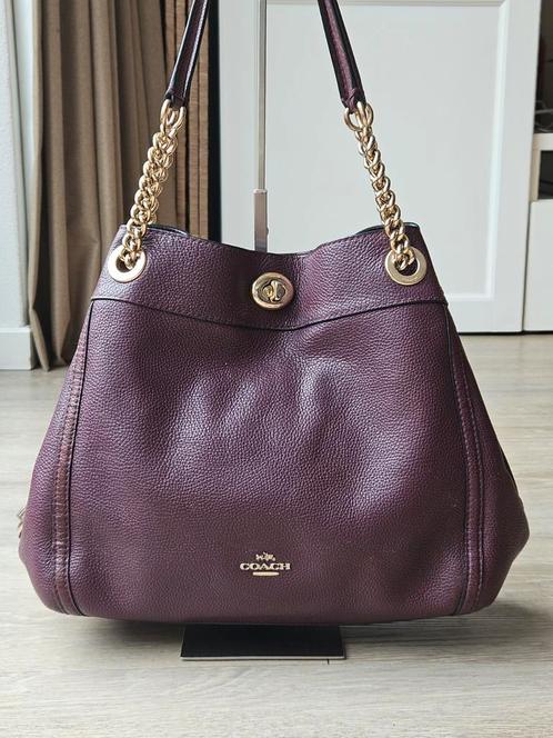 Coach Turnlock Edie schoudertas van leer, Sieraden, Tassen en Uiterlijk, Tassen | Damestassen, Gebruikt, Schoudertasje, Paars