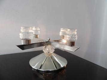 Sixties design Kandelaar WMF/Quist, verzilverd/kristal glas beschikbaar voor biedingen