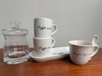 Rivièra Maison: 3 koffiekopjes en een suikerpotje, Huis en Inrichting, Keuken | Servies, Gebruikt, Ophalen of Verzenden, Overige stijlen