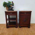 Vintage Art Deco nachtkastjes bijzetkastjes met marmer blad, Valkenswaard, Gebruikt, Minder dan 45 cm, Info@flashbackfurniture.nl