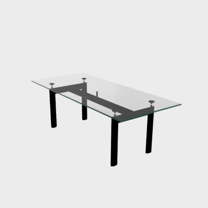 1x Cassina Le Corbusier LC6 Tafel Helder Glas - Zwart, Huis en Inrichting, Tafels | Eettafels, Zo goed als nieuw, 50 tot 100 cm