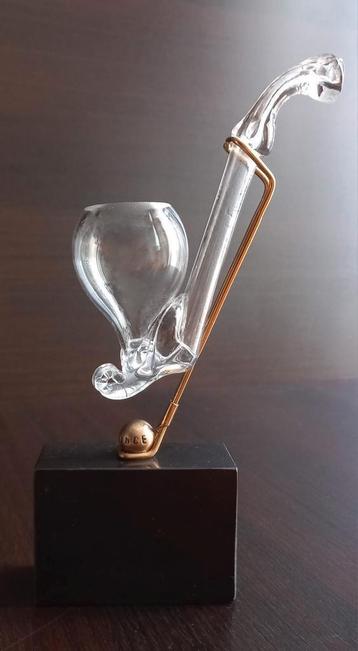 Unieke Franse Art Deco Glazen Pijp op granieten sokkel FRANC beschikbaar voor biedingen