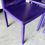 Set van 10 paarse lederen stoelen - opknappers!, Huis en Inrichting, Ophalen