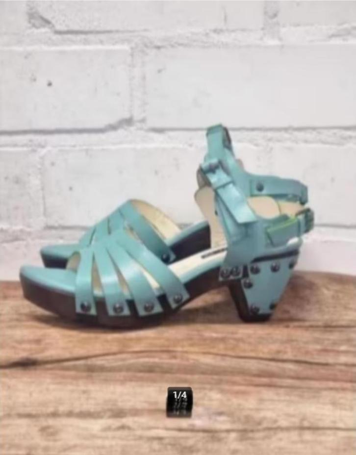 Muxart - Prachtige leren klompjes - sandalen maat 36 - Nieuw, Kleding | Dames, Schoenen, Nieuw, Sandalen of Muiltjes, Blauw, Ophalen of Verzenden