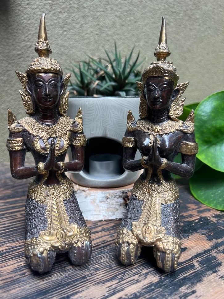 Thailand poortwachter set brons verguld Thaise beelden, Huis en Inrichting, Woonaccessoires | Boeddhabeelden, Zo goed als nieuw