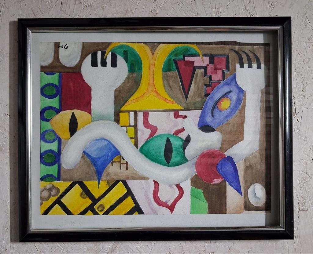 Abstract Schilderij in Lijst, Ophalen of Verzenden