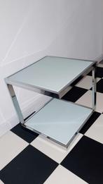 vintage kare design tafeltje kubus chroom bauhaus stijl, Glas, Minder dan 45 cm, Modern, Minder dan 55 cm