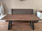 Z.g.a.n boomstamtafel 200x100 met eetbank, Huis en Inrichting, Ophalen, 200 cm of meer, Zo goed als nieuw, Vijf personen of meer