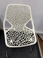 Witte design stoel met metalen poten, Kunststof, Wit, Ophalen of Verzenden, Zo goed als nieuw