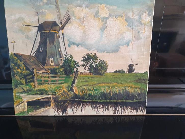 Schilderij Marjan Bakker molen achtermiddenweg Aarlanderveen, Antiek en Kunst, Kunst | Schilderijen | Klassiek, Ophalen