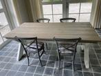 Eetkamertafel landelijk stevig met 5 stoelen, Ophalen, Gebruikt, 50 tot 100 cm, Landelijk