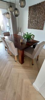 Eettafel + 6 stoelen (4 met leuning), Huis en Inrichting, Tafels | Eettafels, Ophalen, Gebruikt, 100 tot 150 cm, Eikenhout