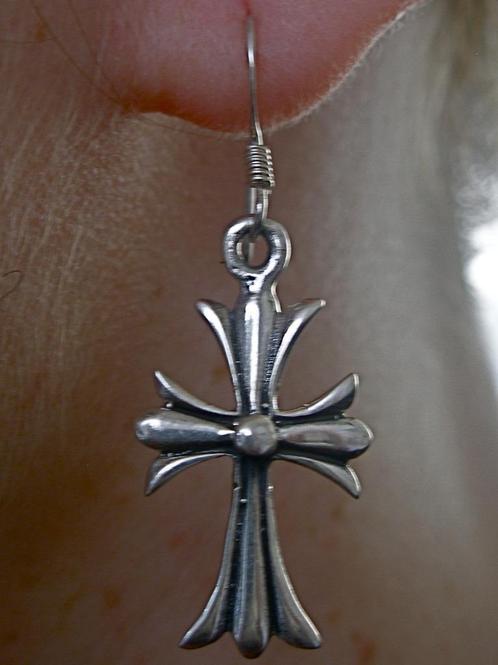 Zilveren 925 zilver oorhangers kruis beide zijdes bewerkt, Sieraden, Tassen en Uiterlijk, Oorbellen, Nieuw, Hangers, Zilver, Zilver