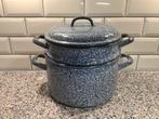 🥦🍅GROTE grijs gewolkte stoompan rijstkoker stomer, Antiek en Kunst, Antiek | Emaille, Ophalen of Verzenden