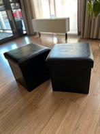 2x zwarte zitpoef met opslag ruimte, Ophalen, Minder dan 50 cm, Vierkant, Minder dan 50 cm
