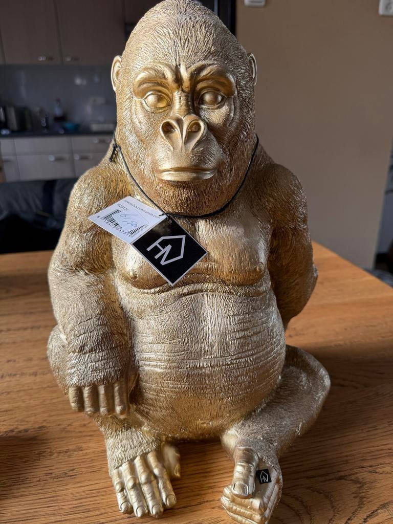 Gouden Gorilla Woondecoratie - Nieuw, Ophalen, Nieuw, Kunststof, Dierenbeeld
