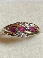 9 karaat ring met robijnen, Ophalen of Verzenden, Dame, Goud, Kleiner dan 17