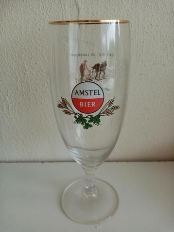 Oud Amstel voetglas met achteropdruk  beschikbaar voor biedingen