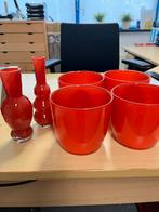 Rode Glazen Bloempotten met Vaasjes Setje, Ophalen, Rond, Minder dan 60 cm, Minder dan 30 cm