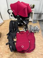 Bugaboo donkey robijn rood duowagen / twinwagen, Gebruikt, Ophalen of Verzenden, Bugaboo, Verstelbare duwstang