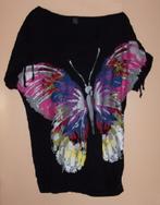 Shirt korte mouw, zwart vlinder en glim, maat XL, M&S., Zwart, Maat 46/48 (XL) of groter, Ophalen of Verzenden, Zo goed als nieuw
